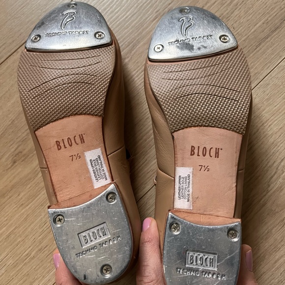 Bloch Tap-on cream tan Mary Jane Buckle leather Adult Tap shoes Techno Dance 7.5 - Picture 8 of 13